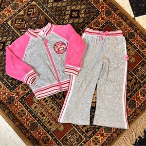 Y2k Strawberry Shortcake grey velour toddler tracksuit 2t/3t